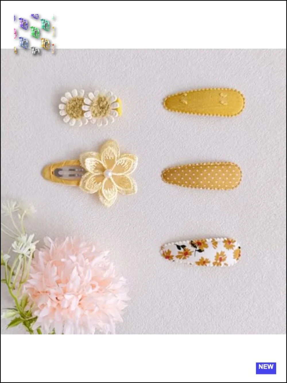 5-Piece Toddler Hair Clips Set with Faux Pearl and Non-Slip Grip